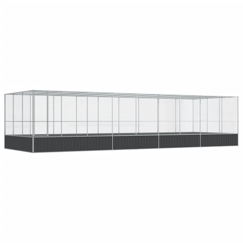 vidaXL Κλουβί με Επέκταση Ασημένιο 932x307x212 εκ. Ατσάλινο