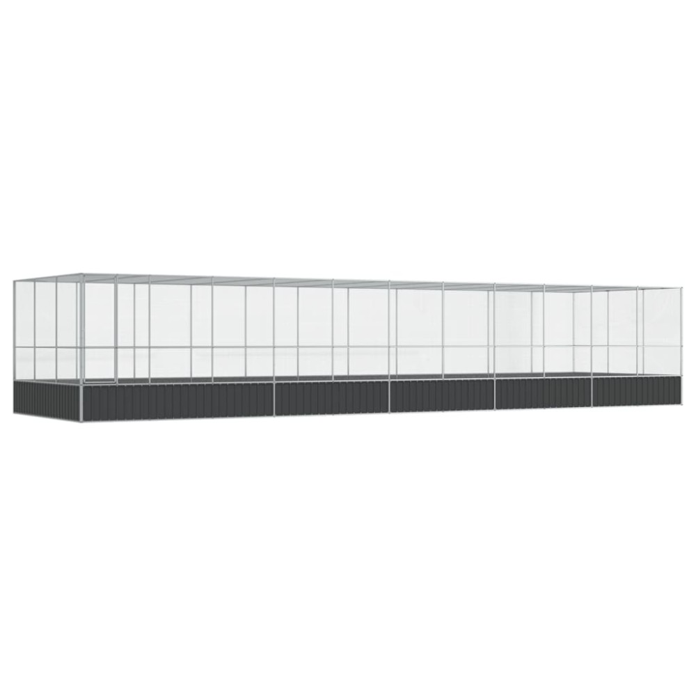 vidaXL Κλουβί με Επέκταση Ασημένιο 1139x307x212 εκ. Ατσάλινο