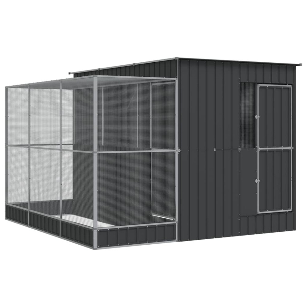 vidaXL Πτηνοθήκη με Προέκταση Ασημί 290x303x216 εκ. από Ατσάλι