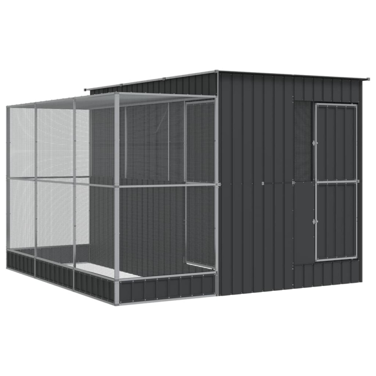 vidaXL Πτηνοθήκη με Προέκταση Ασημί 290x303x216 εκ. από Ατσάλι