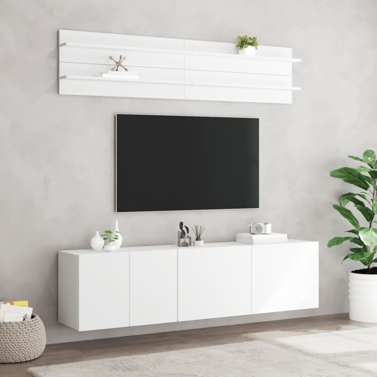 vidaXL Επιτοίχια Έπιπλα Τηλεόρασης 6 τεμαχίων από Λευκό Τεχνικά Ξύλο