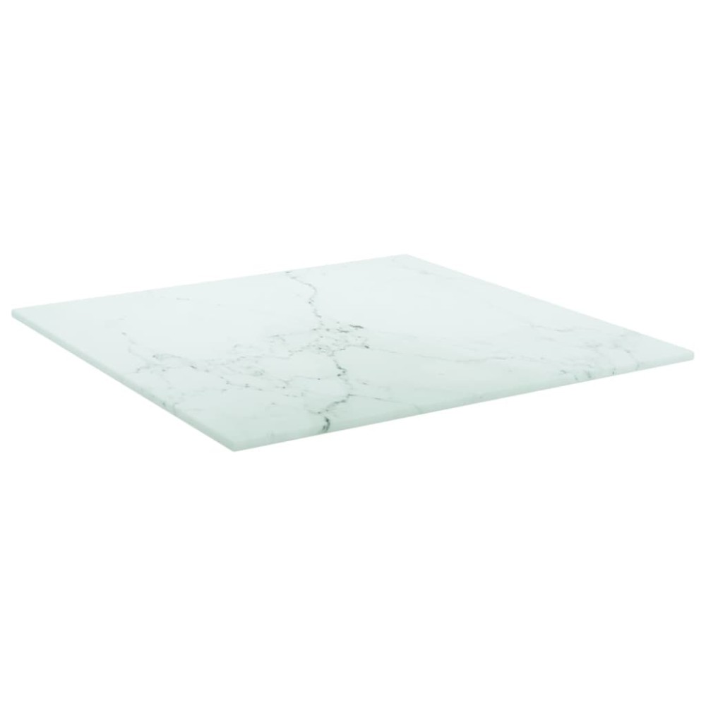 vidaXL Επιφάνεια Τραπεζιού Λευκή 40x40εκ 6 χιλ Ψημ. Γυαλί Μαρμ. Σχέδιο