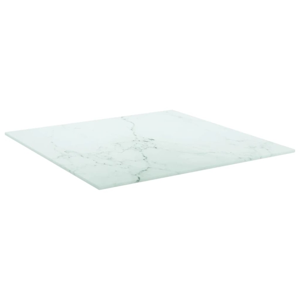vidaXL Επιφάνεια Τραπεζιού Λευκή 50x50εκ 6 χιλ Ψημ. Γυαλί Μαρμ. Σχέδιο