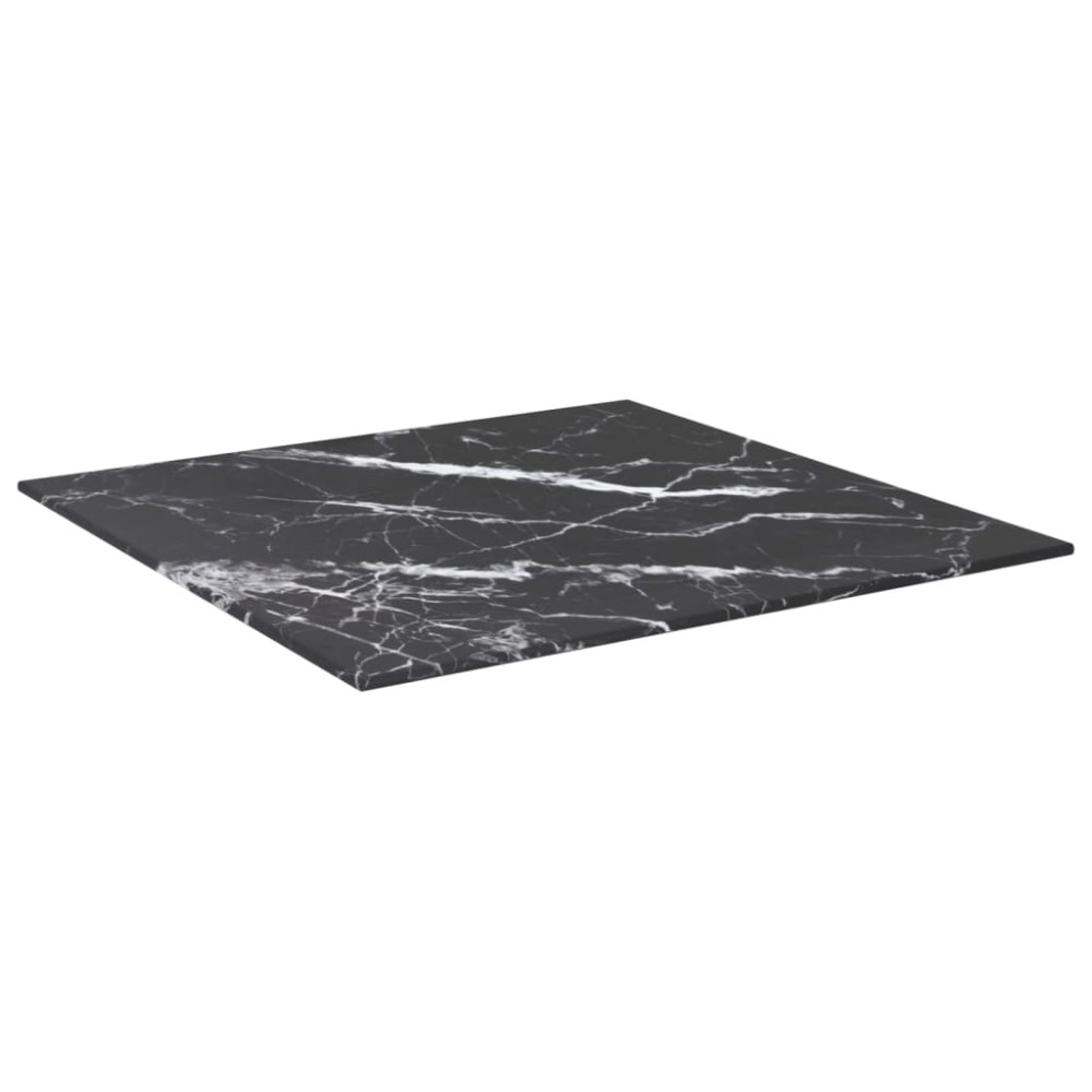 vidaXL Επιφάνεια Τραπεζιού Μαύρη 50x50εκ 6 χιλ Ψημ. Γυαλί Μαρμ. Σχέδιο