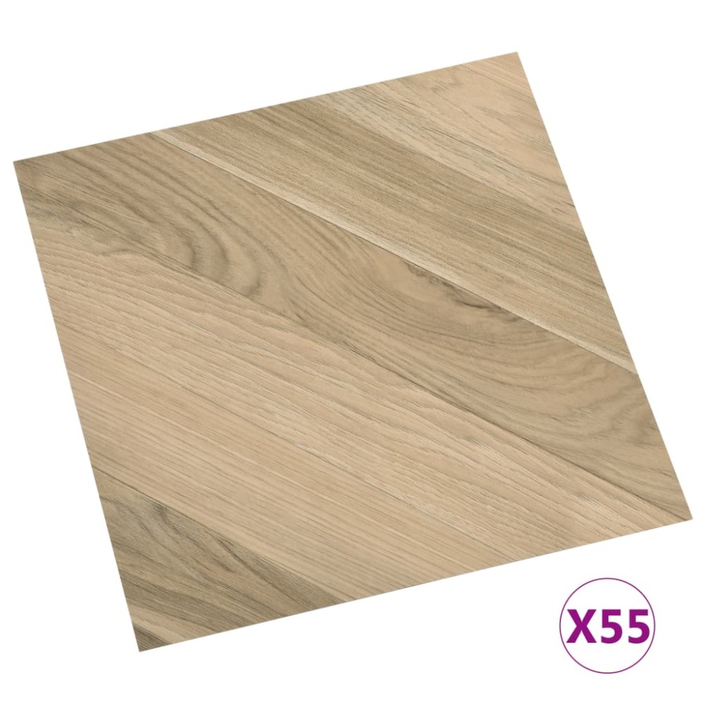 vidaXL Δάπεδο Αυτοκόλλητο Ριγέ Καφέ 55 τεμ. 5,11 μ² από PVC