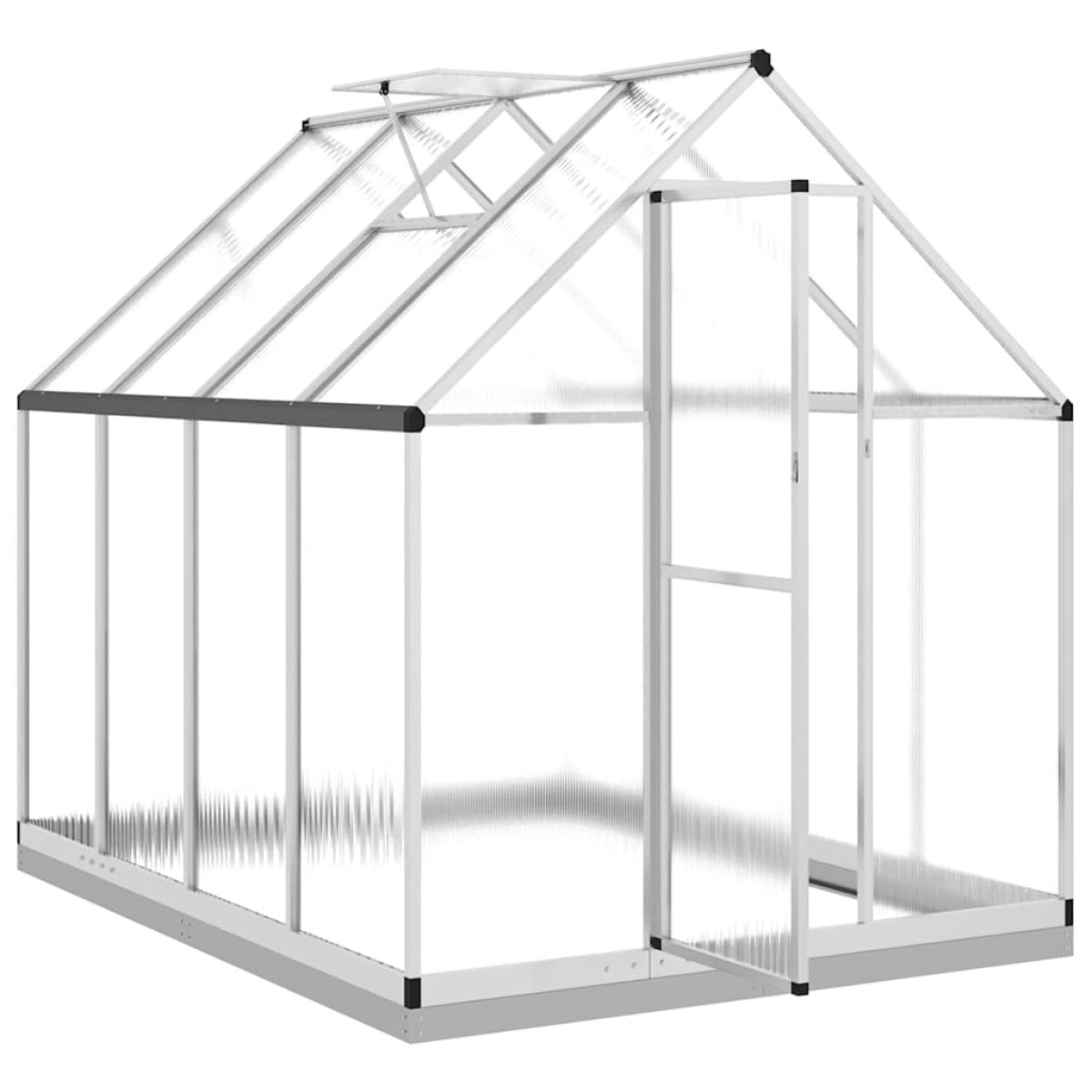 vidaXL Θερμοκήπιο με Πλαίσιο Βάσης Ασημί 224x169x202 εκ. Αλουμινίου