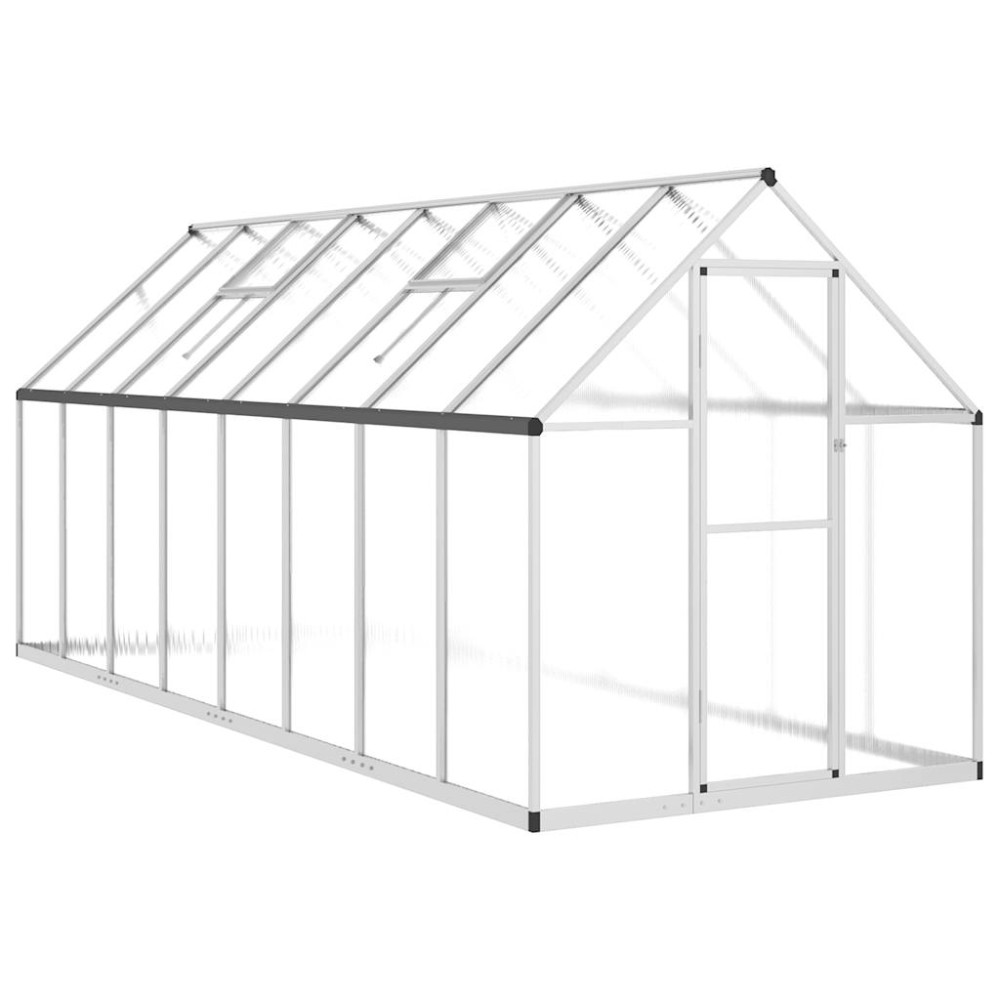 vidaXL Θερμοκήπιο με Πλαίσιο Βάσης Ασημί 445x169x195 εκ. Αλουμινίου