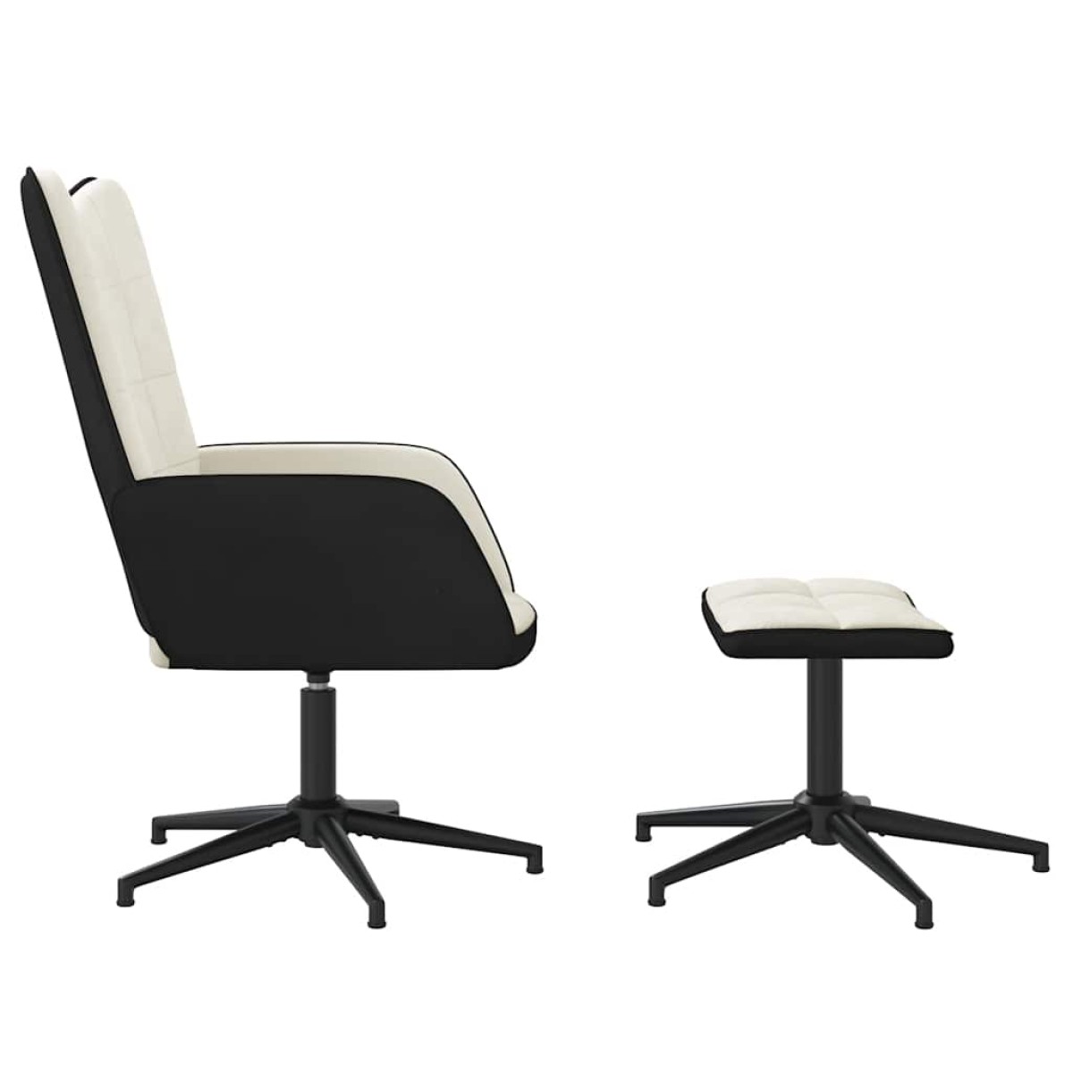 vidaXL Πολυθρόνα Relax Λευκό Κρεμ από Βελούδο και PVC με Σκαμπό
