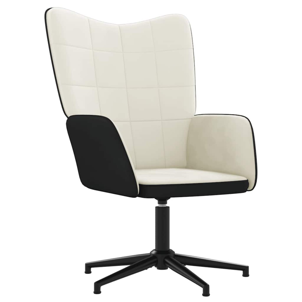 vidaXL Πολυθρόνα Relax Λευκό Κρεμ από Βελούδο και PVC με Σκαμπό