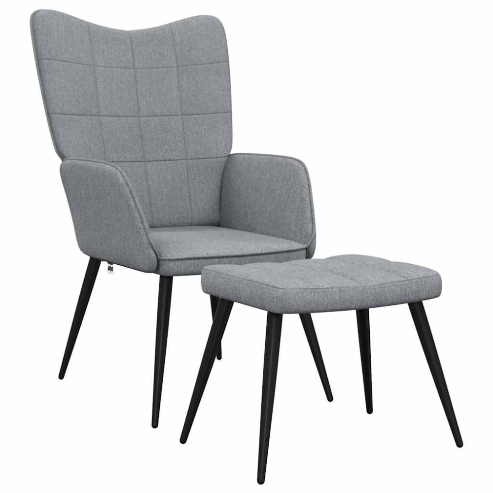 vidaXL Πολυθρόνα Relax Ανοιχτό Γκρι Υφασμάτινη με Σκαμπό
