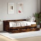 vidaXL Καναπές-Κρεβάτι με Συρτάρια Καπνιστή Δρυς 90x190 εκ. Επεξ. Ξύλο