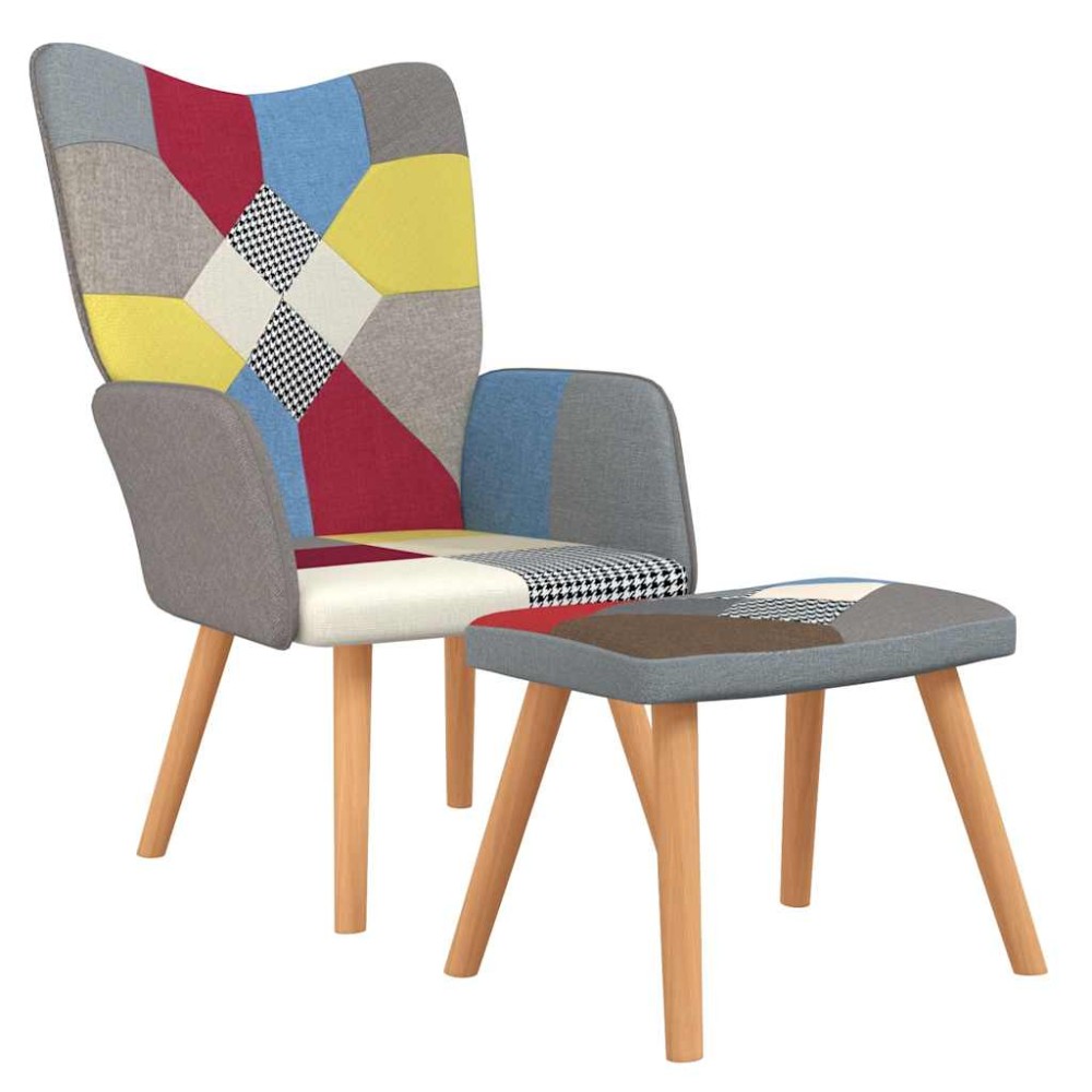 vidaXL Πολυθρόνα Relax Σχέδιο Patchwork Υφασμάτινη με Σκαμπό