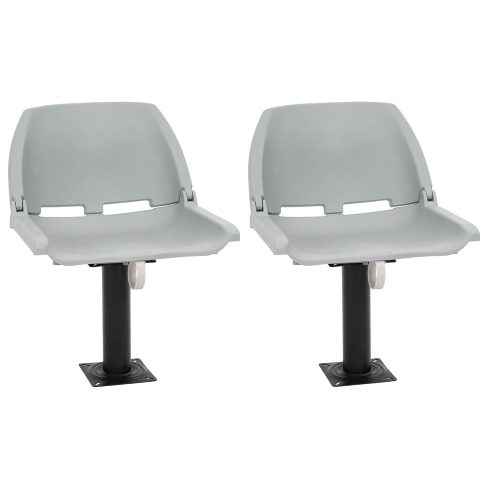 vidaXL Κάθισμα Σκάφους Πτυσσόμ. 4 τεμ. Γκρι 48x51x41 εκ Χωρίς Μαξιλάρι