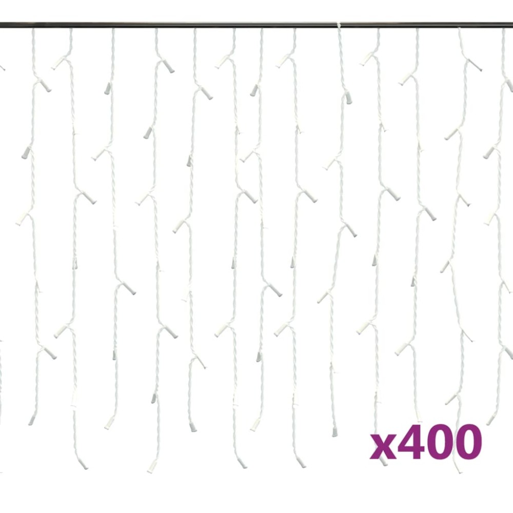 vidaXL Κουρτίνα LED Φωτάκια Σταλακτίτες 10 μ. 400 LED Μπλε 8 Λειτ.
