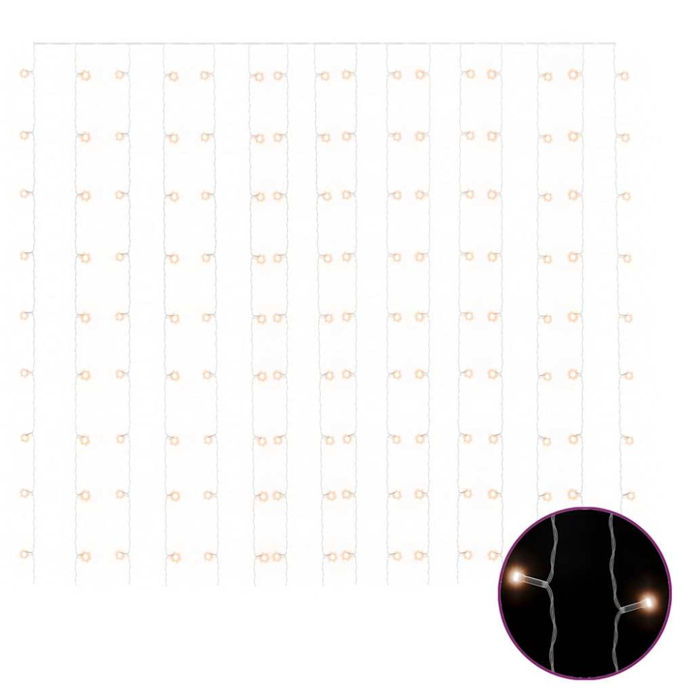 vidaXL Κουρτίνα LED Φωτάκια 300 LED Θερμό Λευκό 3 x 3 μ. 8 Λειτουργίες