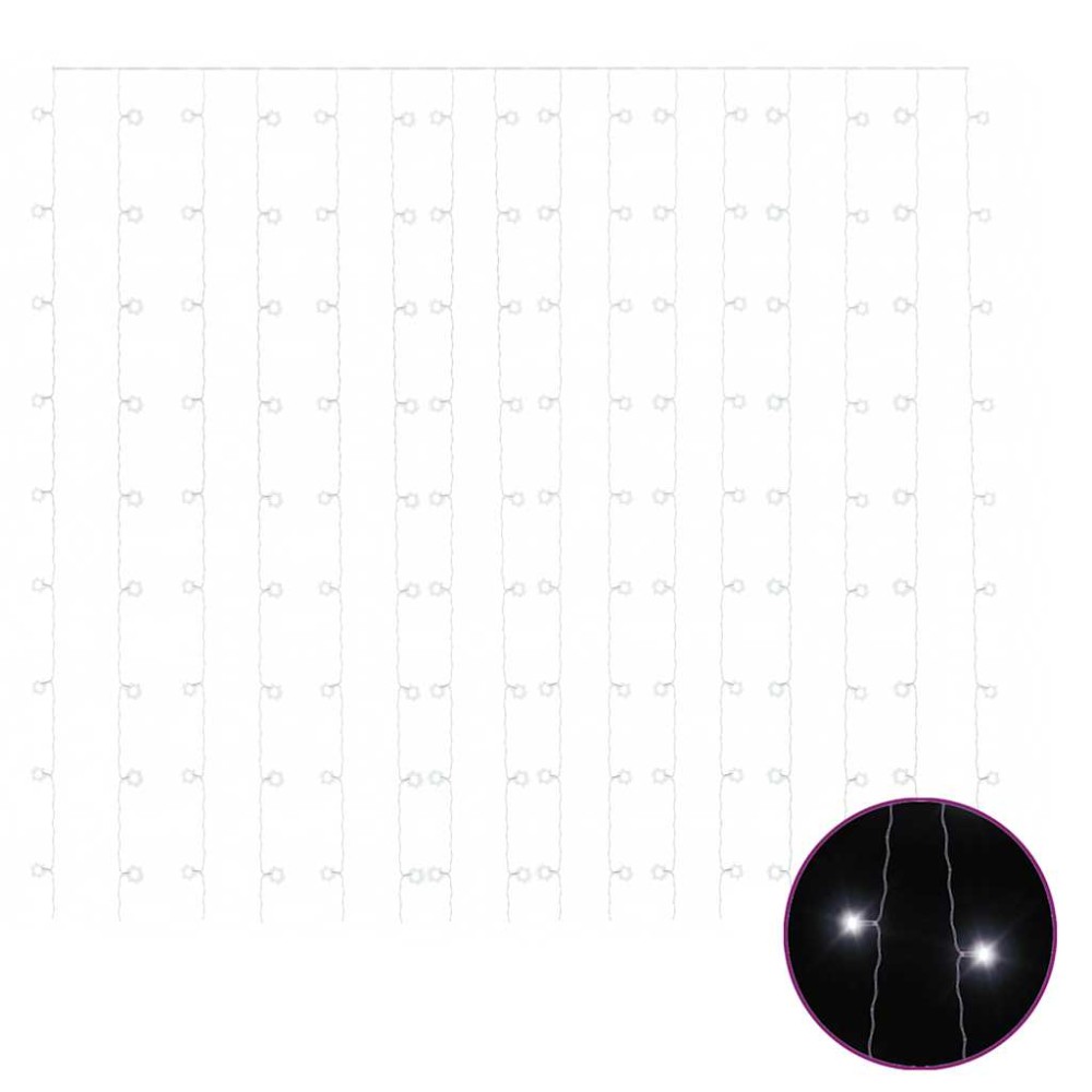 vidaXL Κουρτίνα LED Φωτάκια 300 LED Ψυχρό Λευκό 3 x 3 μ. 8 Λειτουργίες