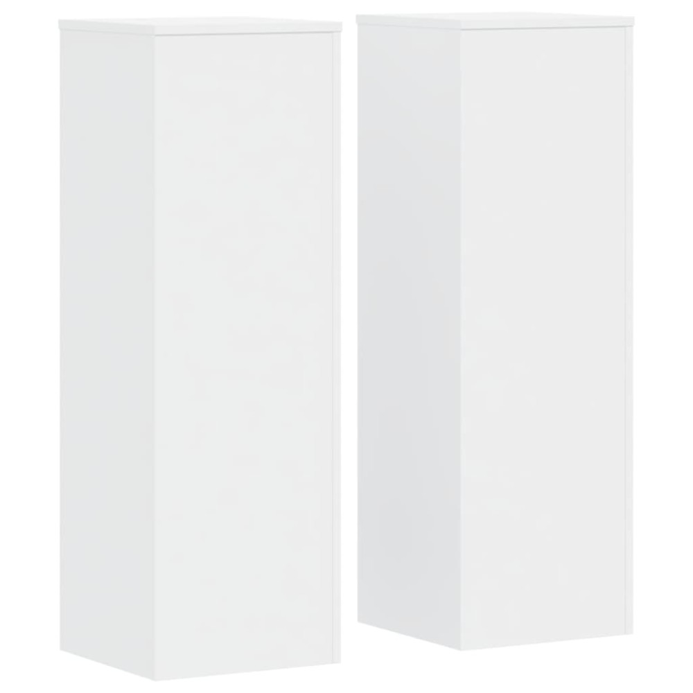 vidaXL Βάσεις Φυτών 2 τεμ. Λευκές 33x33x100 εκ. από Επεξεργασμένο Ξύλο