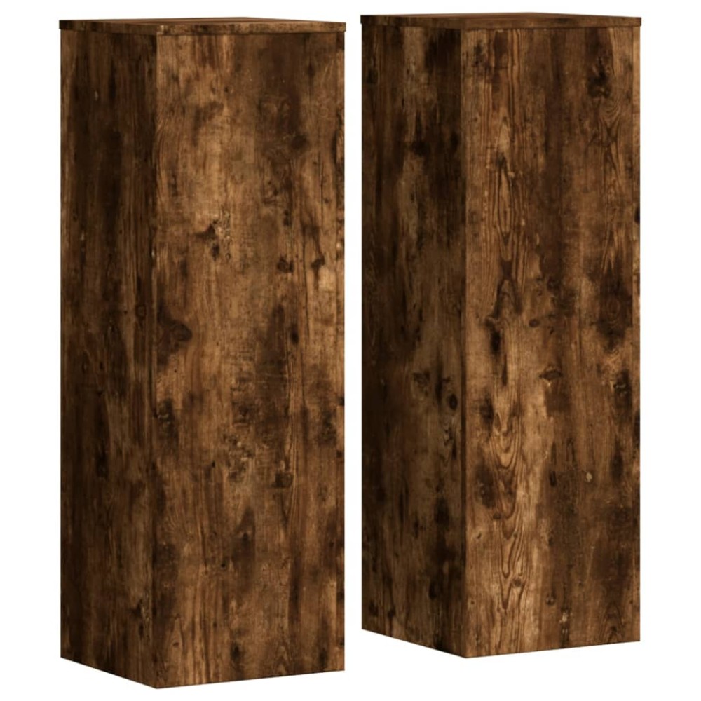 vidaXL Βάσεις Φυτών 2Τεμ. Καπνιστή Δρυς 33x33x100εκ Επεξεργασμένο Ξύλο