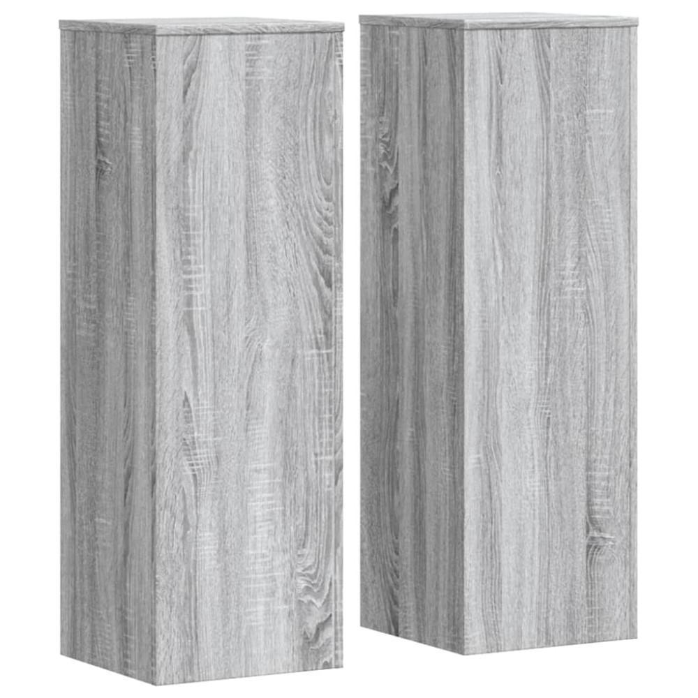 vidaXL Βάσεις Φυτών 2 Τεμ. Γκρι Sonoma 33x33x100εκ. Επεξεργασμένο Ξύλο