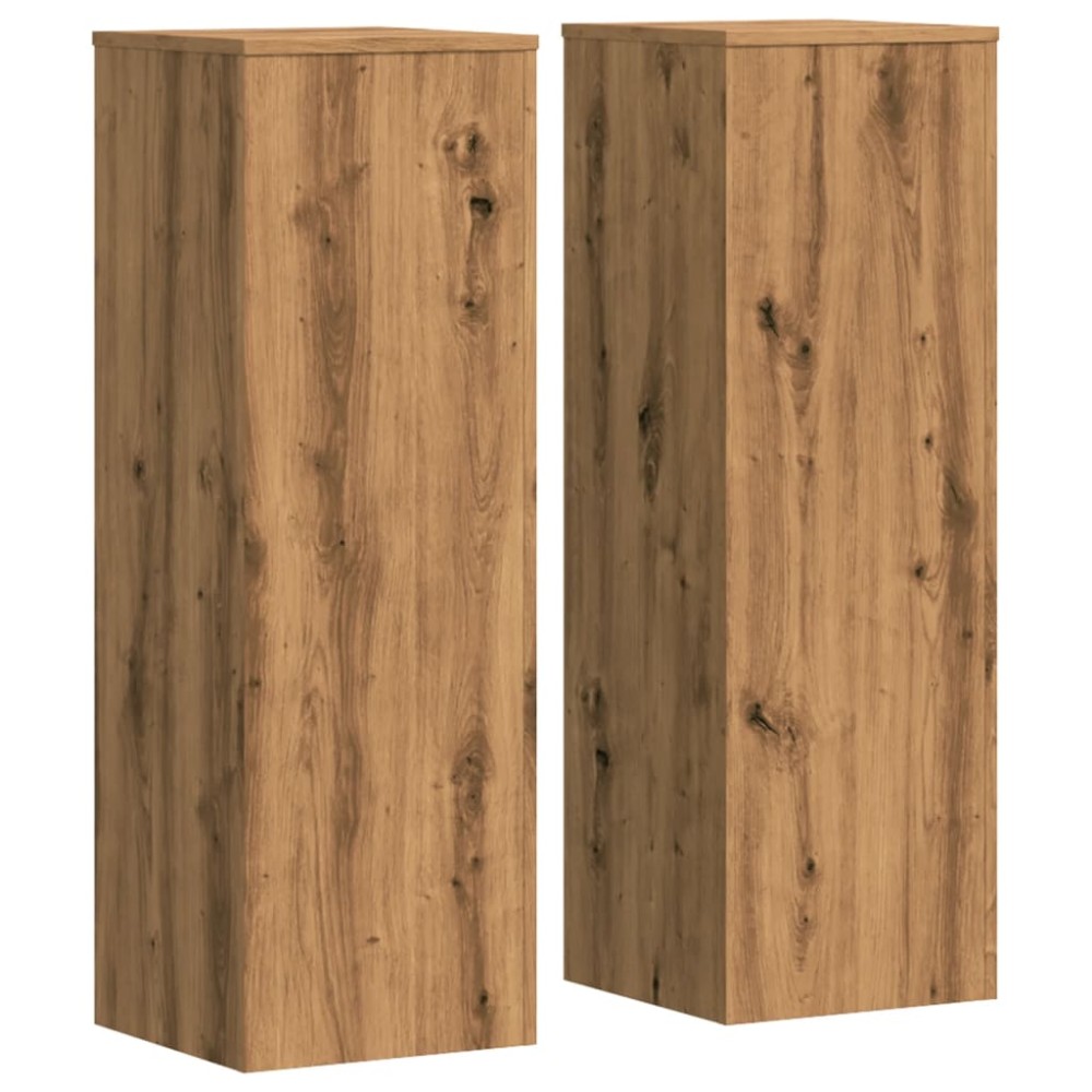 vidaXL Βάσεις Φυτών 2 τεμ. Αρτισιανή Δρυς 33x33x100 εκ. Επεξ. Ξύλο