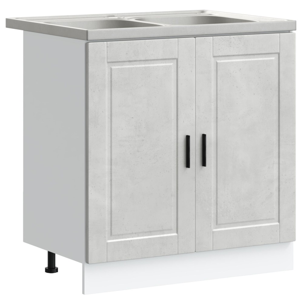 vidaXL Ντουλάπι Βάσης Sink ""Porto"" με Νιπτήρα Γκρίζο Σκυρόδεμα 80x46x84,5 εκ Επεξεργασμένο Ξύλο