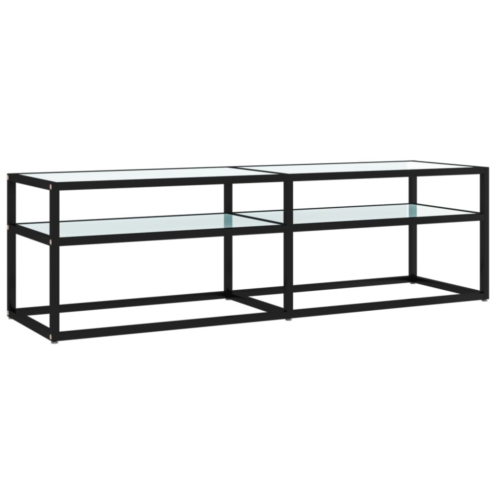 vidaXL Έπιπλο Τηλεόρασης Λευκό Όψη Μαρμάρου 140x40x40,5εκ Γυαλί Ασφαλ.