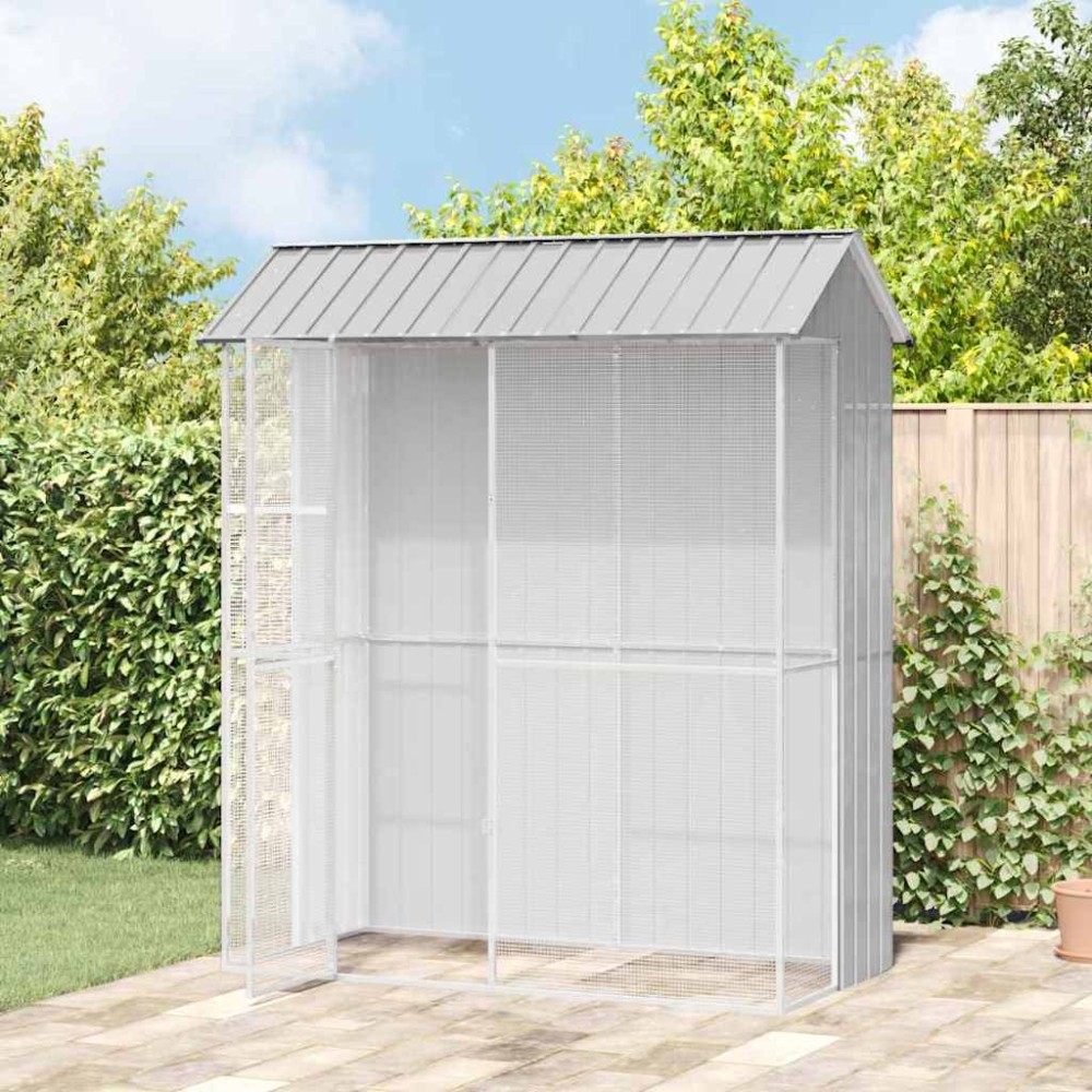 vidaXL Κλουβί Πουλιών Γκρι 215 x 110 x 247 εκ. Γαλβανισμένος χάλυβας