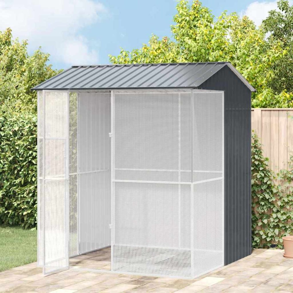 vidaXL Κλουβί Πουλιών με αποθήκευση Ανθρακί 215 x 210 x 247 εκ.