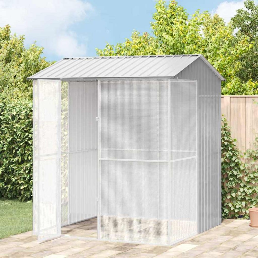 vidaXL Κλουβί Πουλιών Γκρι 215 x 210 x 247 εκ. Γαλβανισμένος χάλυβας
