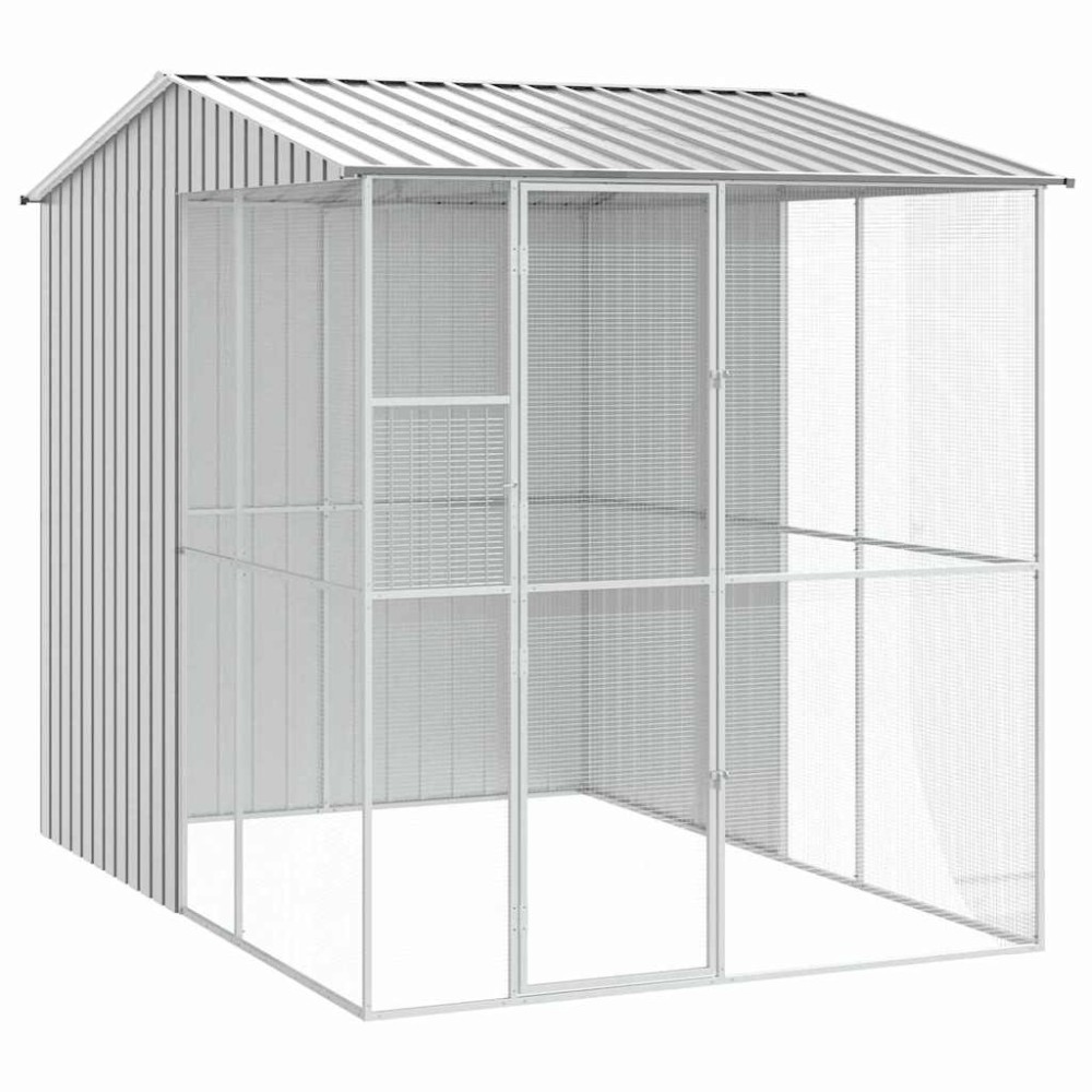 vidaXL Κλουβί Πουλιών Γκρι 215 x 310 x 247 εκ. Γαλβανισμένος χάλυβας