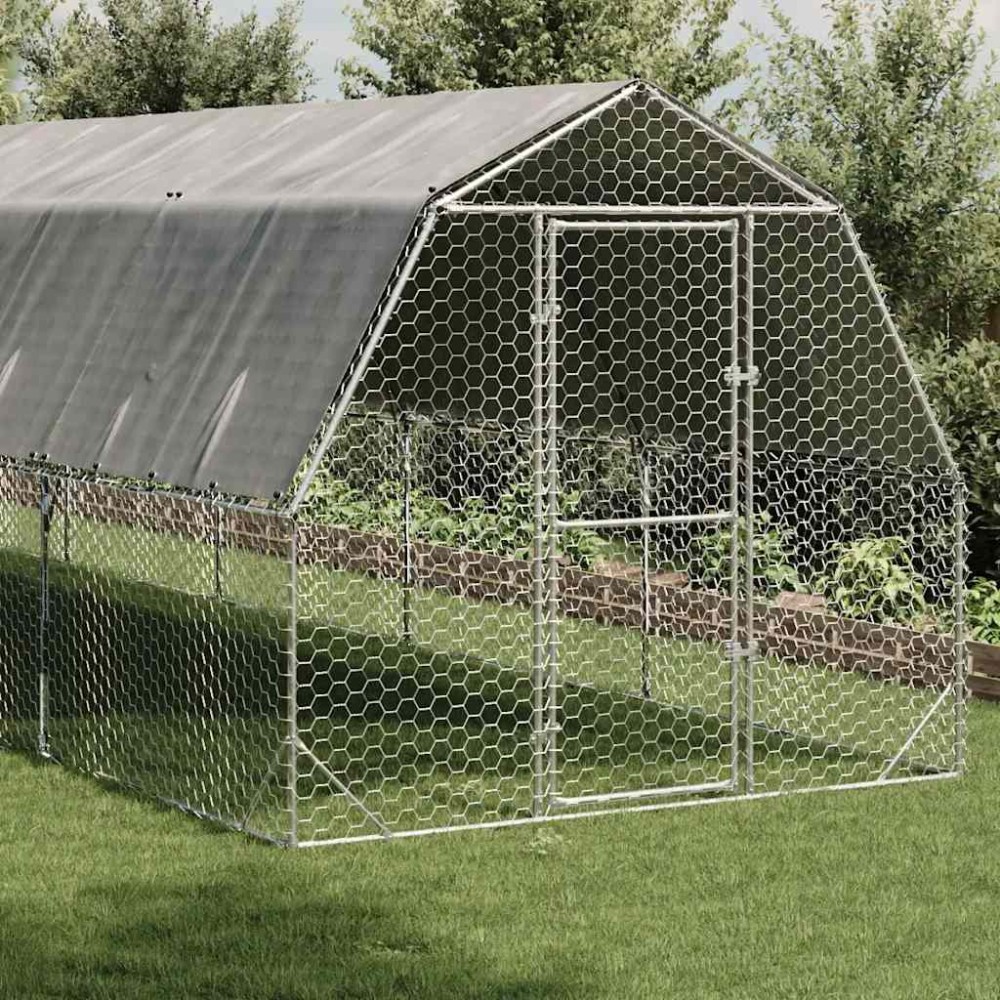 vidaXL Τρέξιμο για κοτόπουλα με οροφή 2,5x12x2,25 μ. από Γαλβ. Χάλυβα