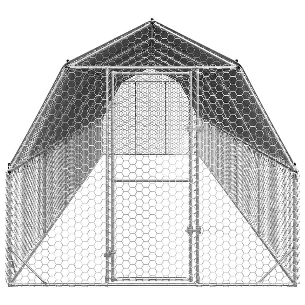 vidaXL Τρέξιμο για κοτόπουλα με οροφή 2,5x12x2,25 μ. από Γαλβ. Χάλυβα