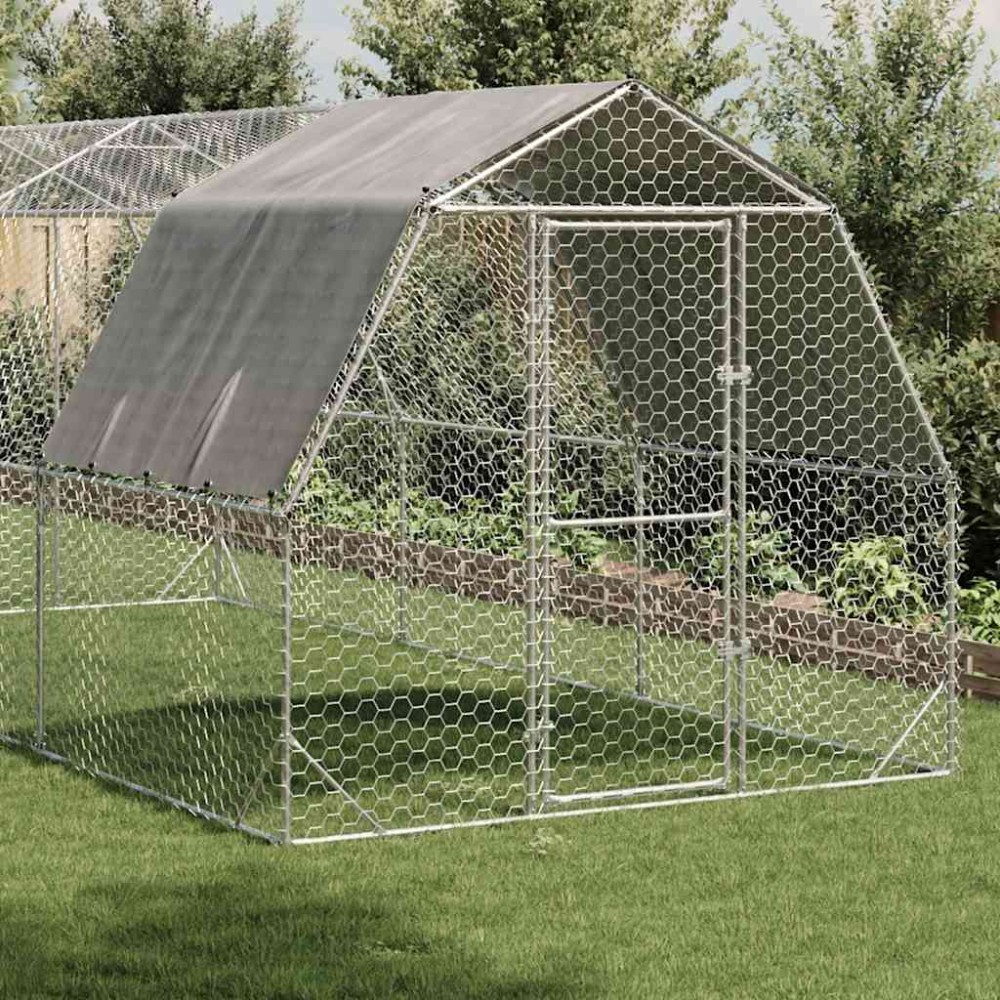 vidaXL Τρέξιμο για κοτόπουλα με οροφή 2,5x6x2,25 μ. από Γαλβ. Χάλυβα