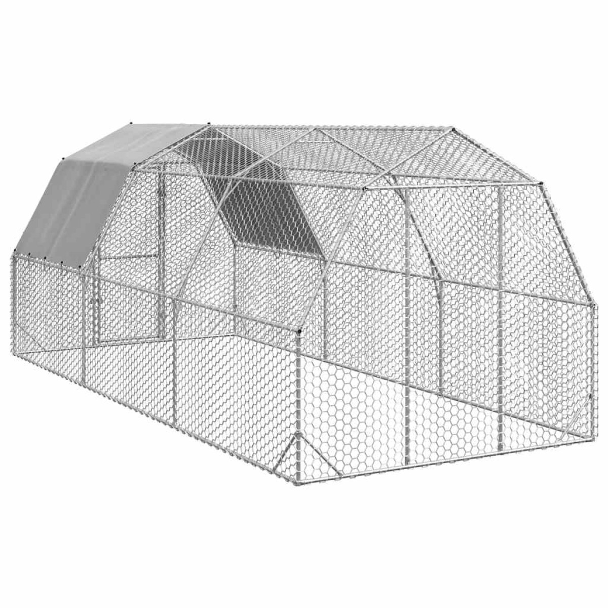 vidaXL Τρέξιμο για κοτόπουλα με οροφή 2,5x6x2,25 μ. από Γαλβ. Χάλυβα