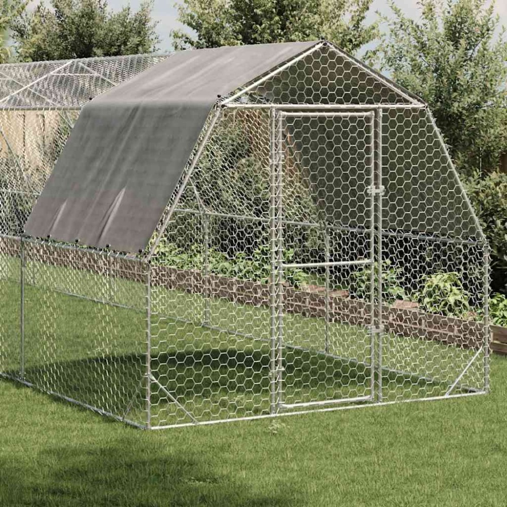 vidaXL Τρέξιμο για κοτόπουλα με οροφή 2,5x12x2,25 μ. από Γαλβ. Χάλυβα