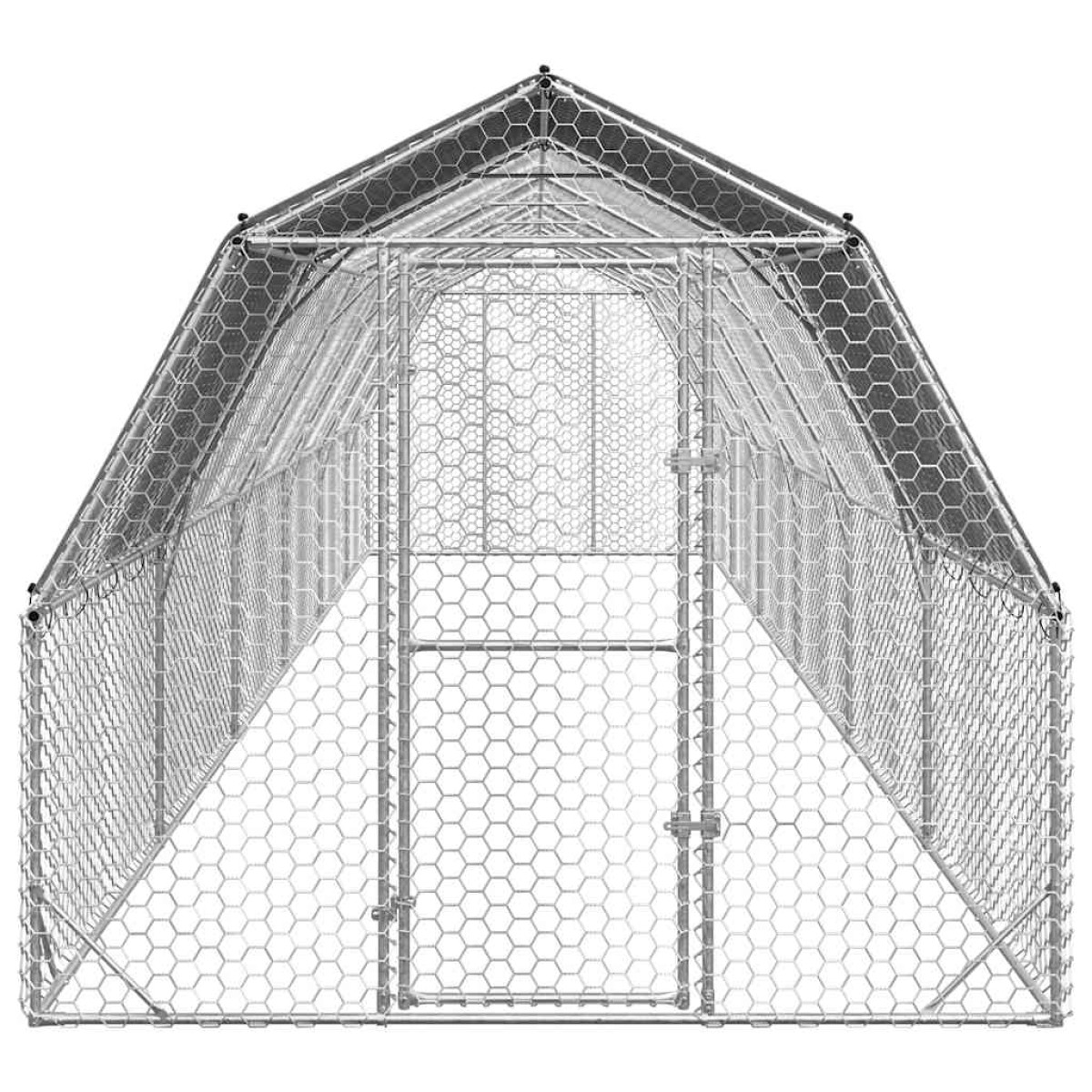 vidaXL Τρέξιμο για κοτόπουλα με οροφή 2,5x12x2,25 μ. από Γαλβ. Χάλυβα