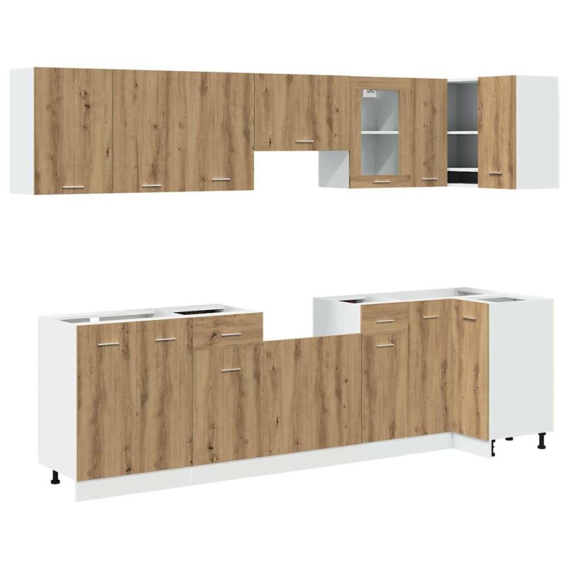 vidaXL 11 τεμαχίων σετ ντουλαπιών κουζίνας Artisan Oak Engineered Wood
