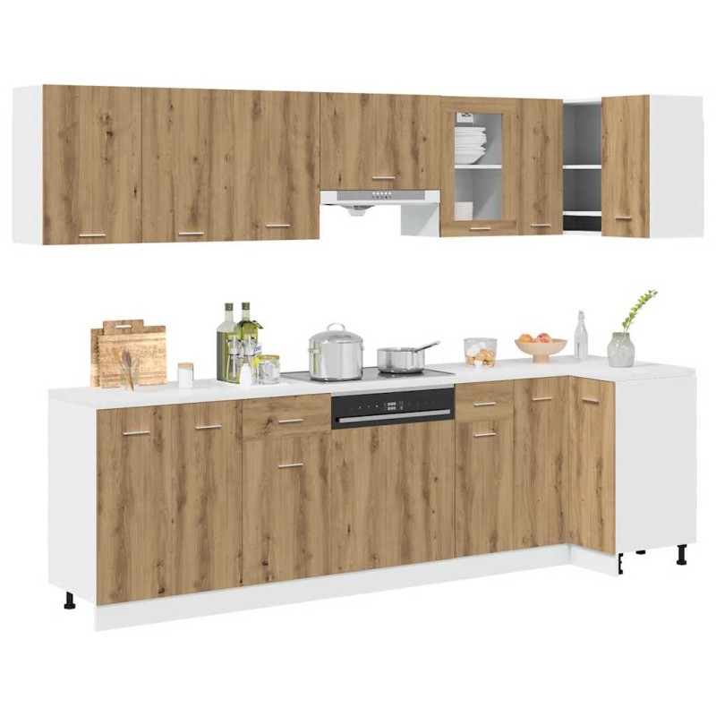 vidaXL 11 τεμαχίων σετ ντουλαπιών κουζίνας Artisan Oak Engineered Wood