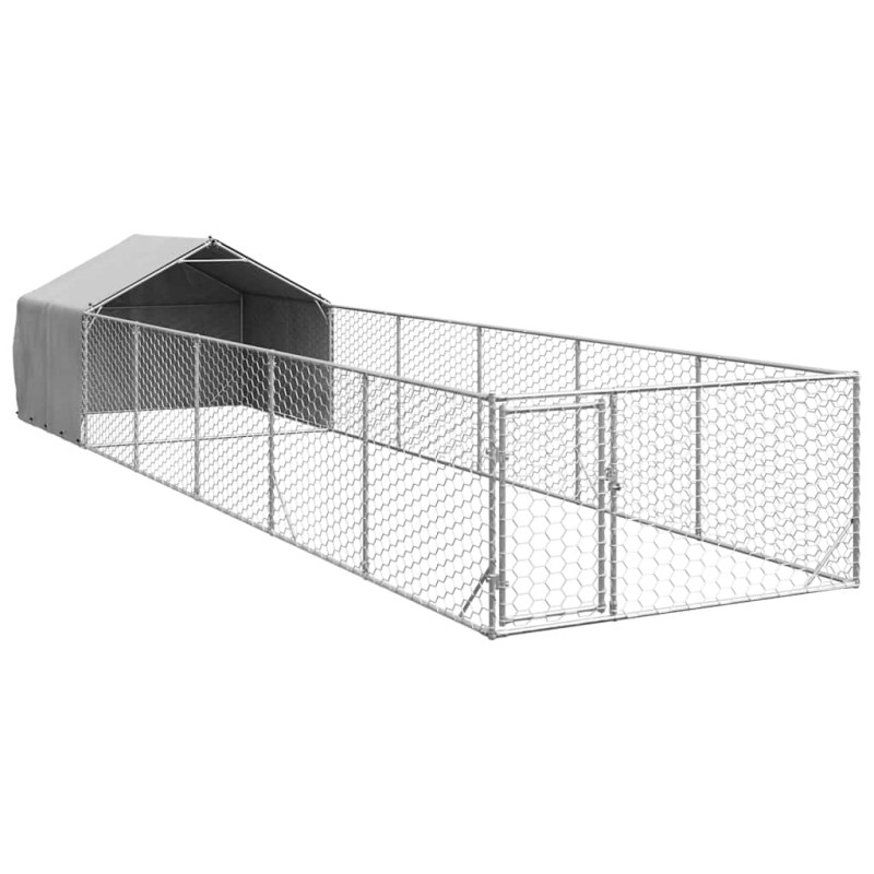 vidaXL Κλουβί Σκύλου Εξωτερ. Χώρου με τρεχάλα 8x2x1,5μ. Γαλβαν. Ατσάλι