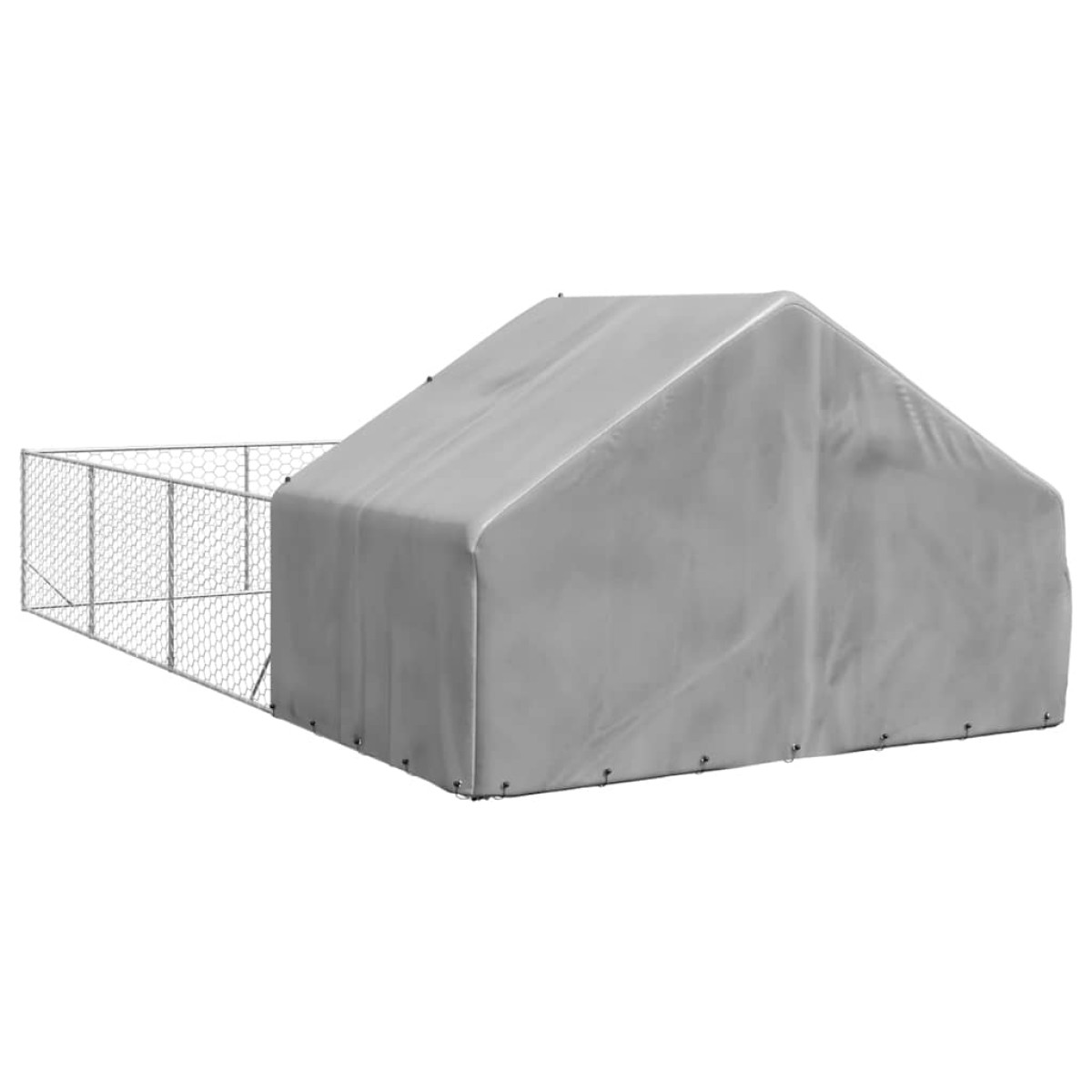 vidaXL Κλουβί Σκύλου Εξωτερ. Χώρου με τρεχάλα 7x3x1,9μ. Γαλβαν. Ατσάλι