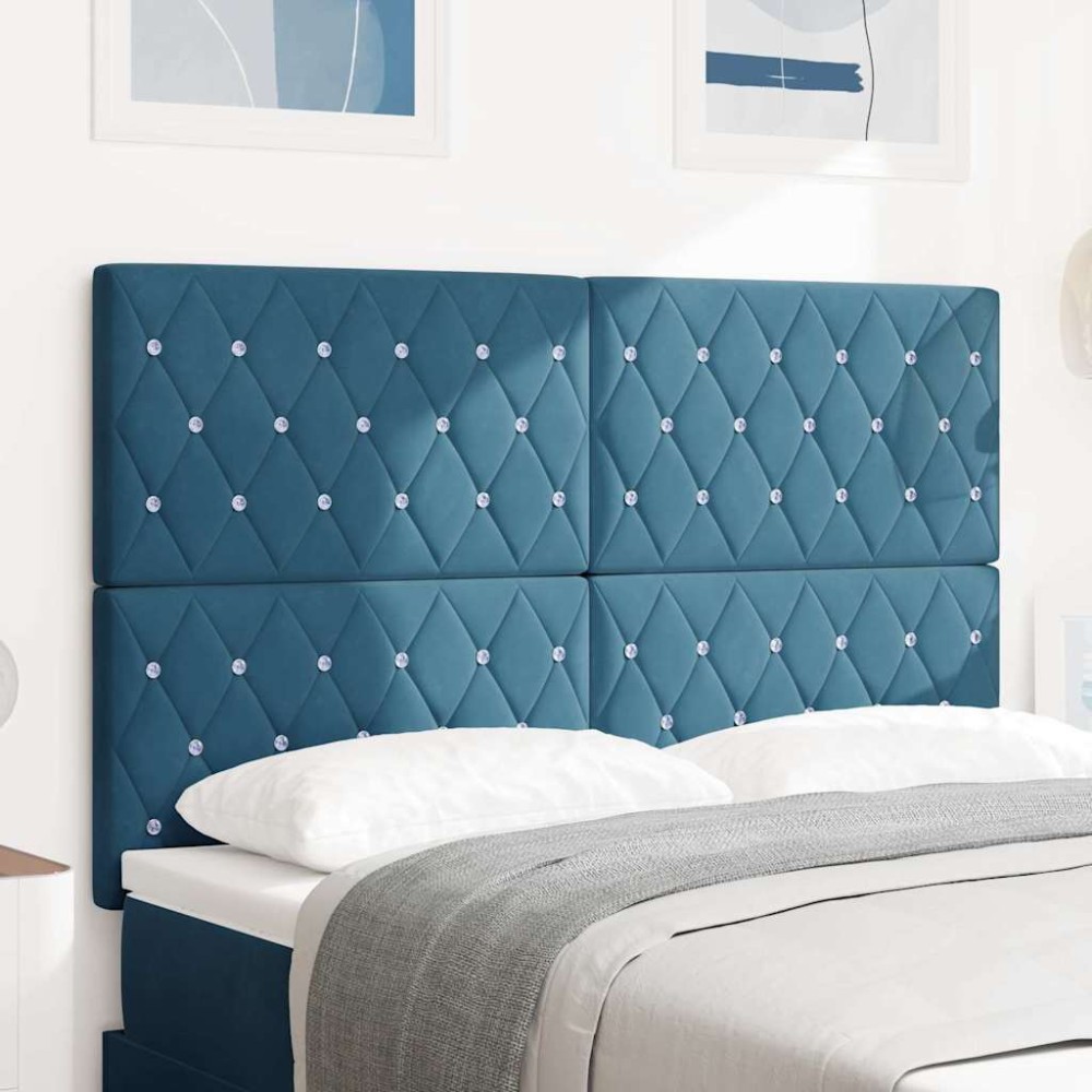 vidaXL Βελούδινο Κεφαλάρι Argyle Σκούρο Μπλε 144 cm Βελούδο