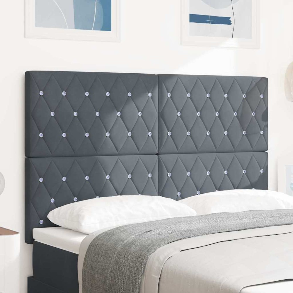 vidaXL Κεφαλάρι LED με φώτα λωρίδας LED Σκούρο Γκρι 80 cm Βελούδο