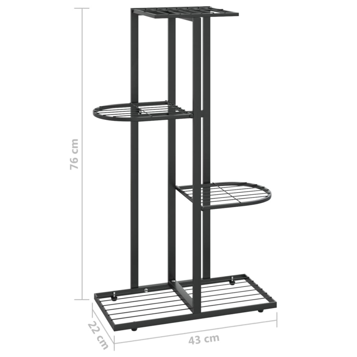 vidaXL Ανθοστήλη 4 Επιπέδων Μαύρη 43 x 22 x 76 εκ. Μεταλλική