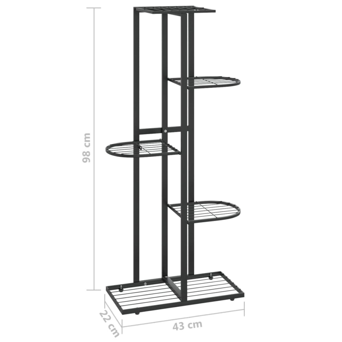 vidaXL Ανθοστήλη 5 Επιπέδων Μαύρη 43 x 22 x 98 εκ. Μεταλλική