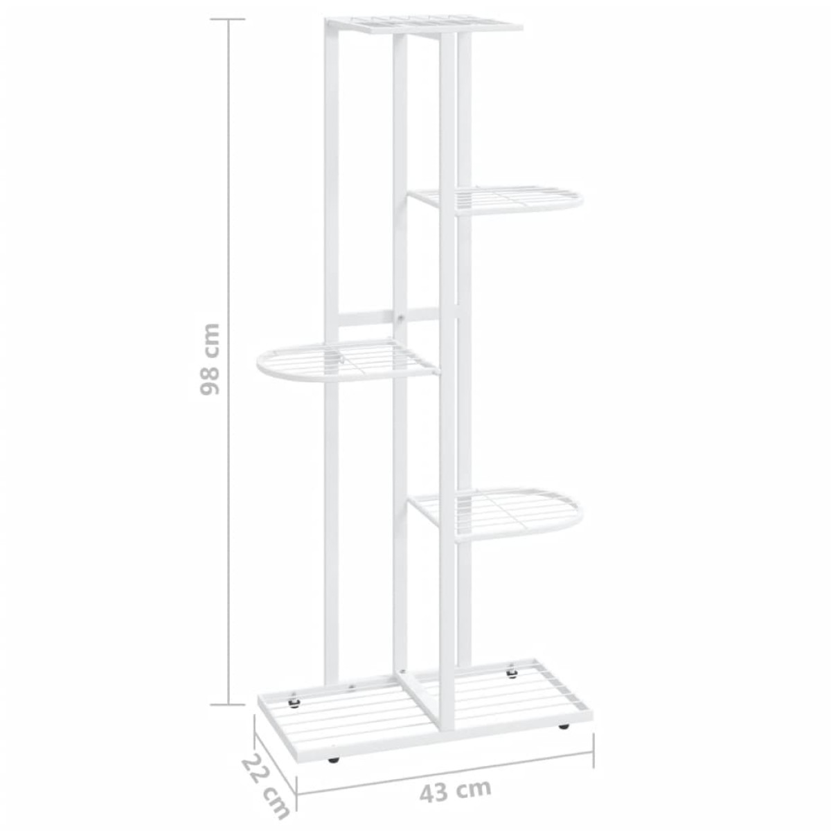 vidaXL Ανθοστήλη 5 Επιπέδων Λευκή 43 x 22 x 98 εκ. Μεταλλική