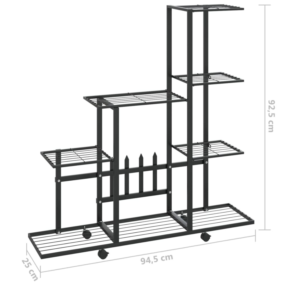 vidaXL Ανθοστήλη με Ρόδες Μαύρη 94,5 x 25 x 92,5 εκ. Μεταλλική