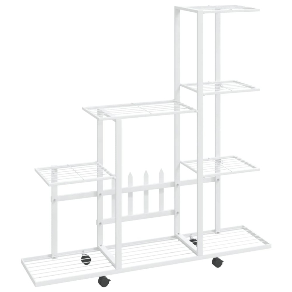vidaXL Ανθοστήλη με Ρόδες Λευκή 94,5 x 25 x 92,5 εκ. Μεταλλική