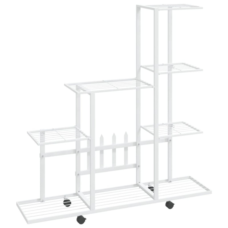 vidaXL Ανθοστήλη με Ρόδες Λευκή 94,5 x 25 x 92,5 εκ. Μεταλλική