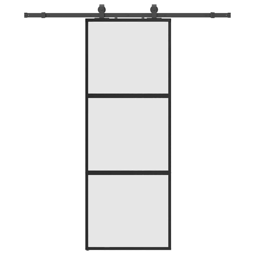 vidaXL Συρόμενη πόρτα με σετ υλικού Μαύρο 76x205 cm γυαλί μετριασμένο