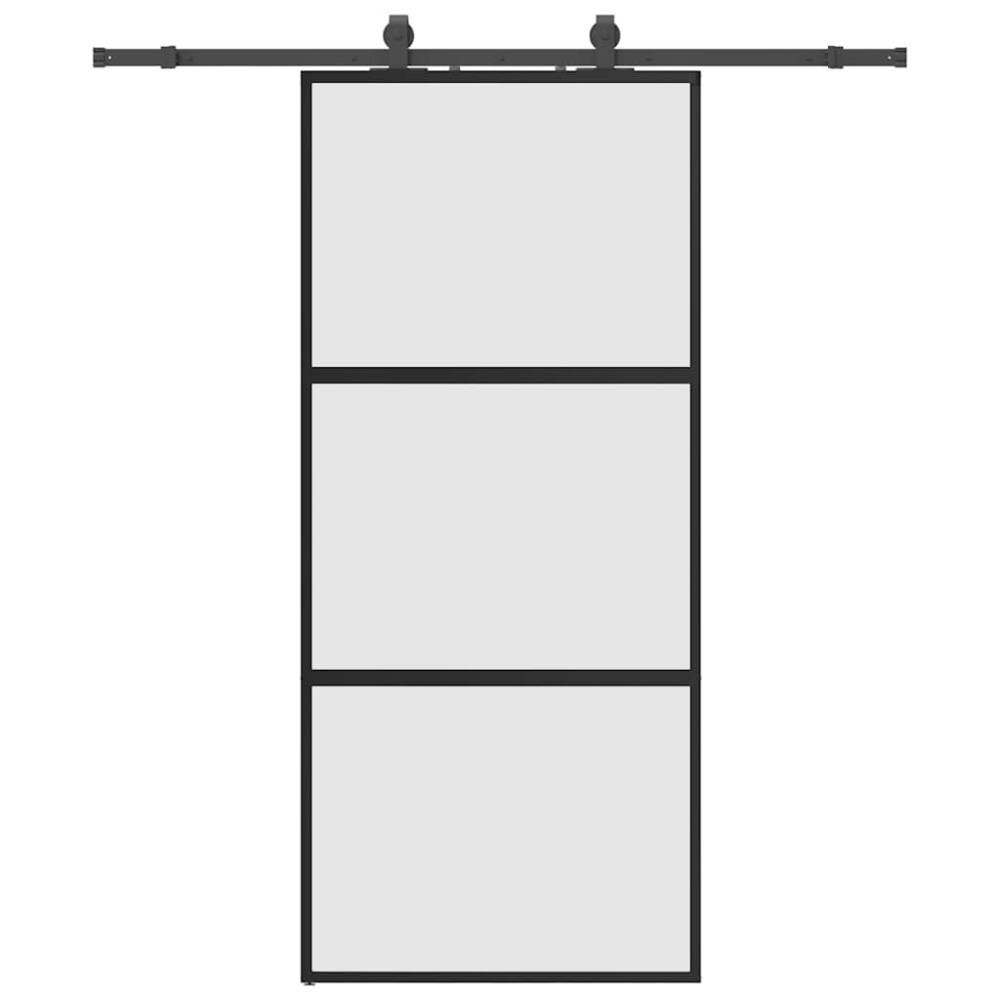 vidaXL Συρόμενη πόρτα με σετ υλικού Μαύρο 90x205 cm γυαλί μετριασμένο